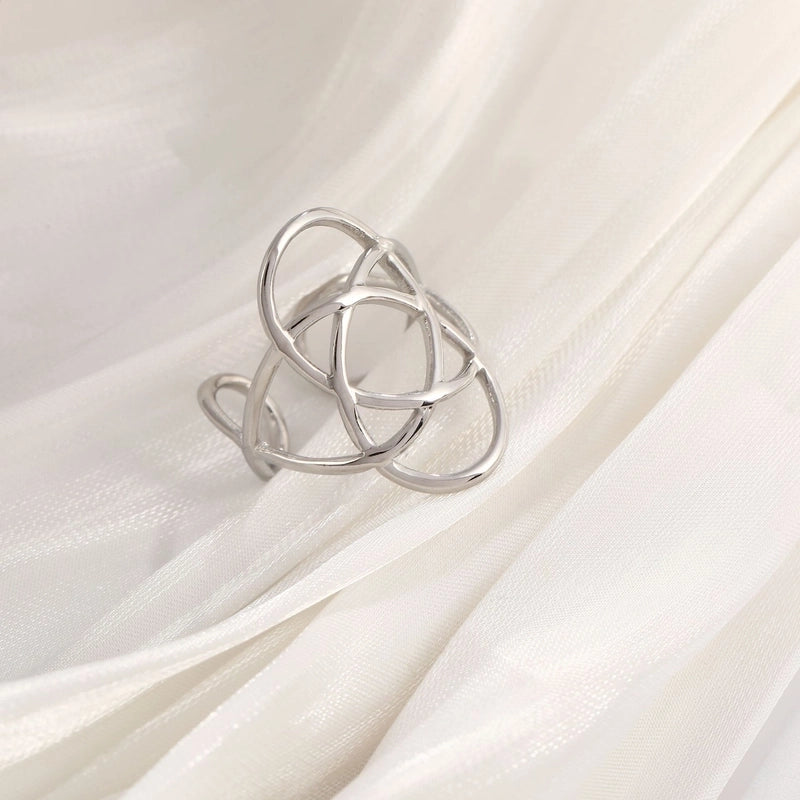 Basic Minimalist Classic Style Irregular Pentagram Lines 304 Stainless Steel Plating Open Rings