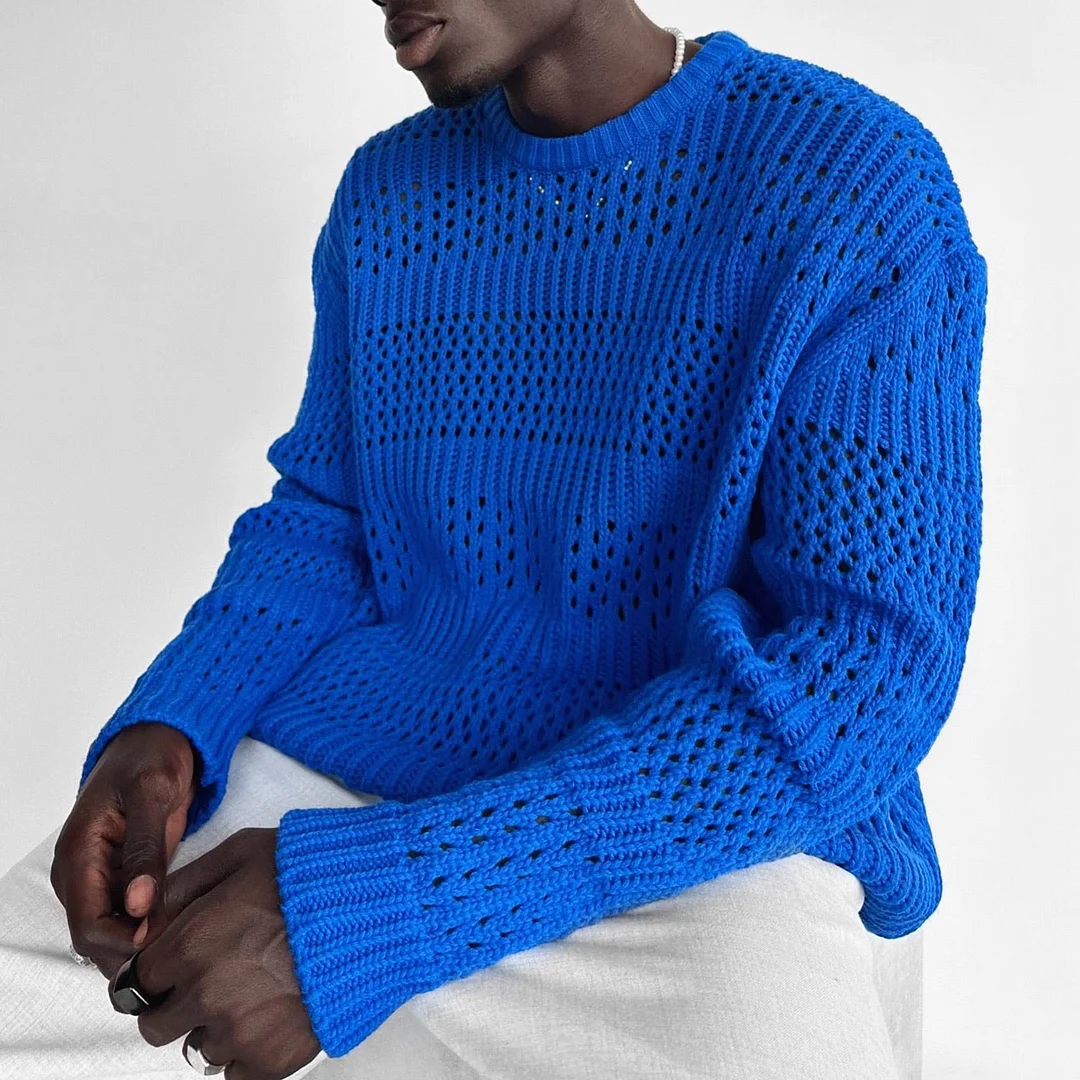 Oversize Holey Knit Sweater、、URBENIE