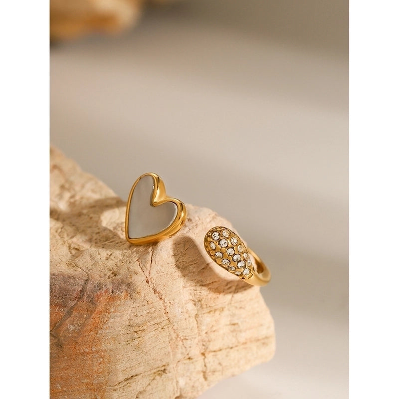 Classic Style Artistic Heart Shape 304 Stainless Steel Open Rings