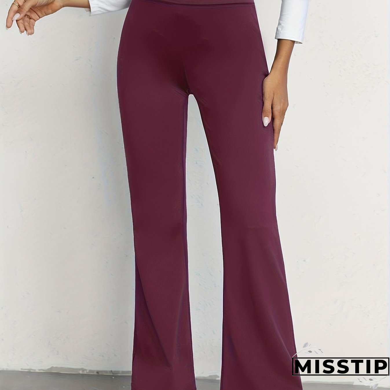 Women's Casual Pant High Waisted Flare Pant Workout Solid Pant