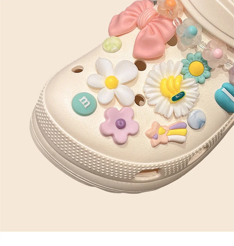 Summer Women Slippers Shoes With Charms Jewelry Garden Shoes Wedges Platform Sandals Antiskid Female Clogs Flip Flops For Woman