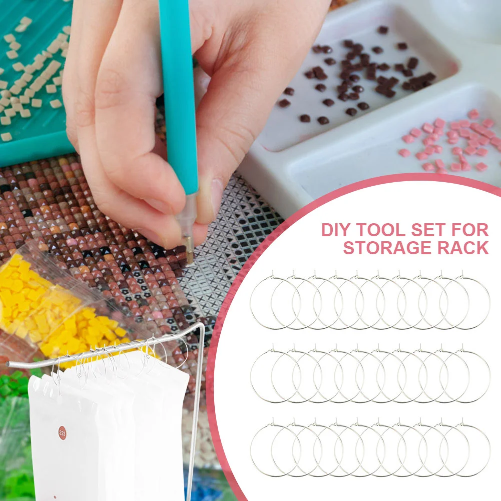 DIY Hang-up Ring Diamond Storage Rack Accessories Sets (30pcs Silver Ring)