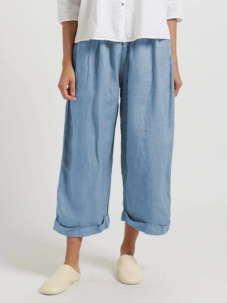 Cotton-Linen Casual Straight Pants