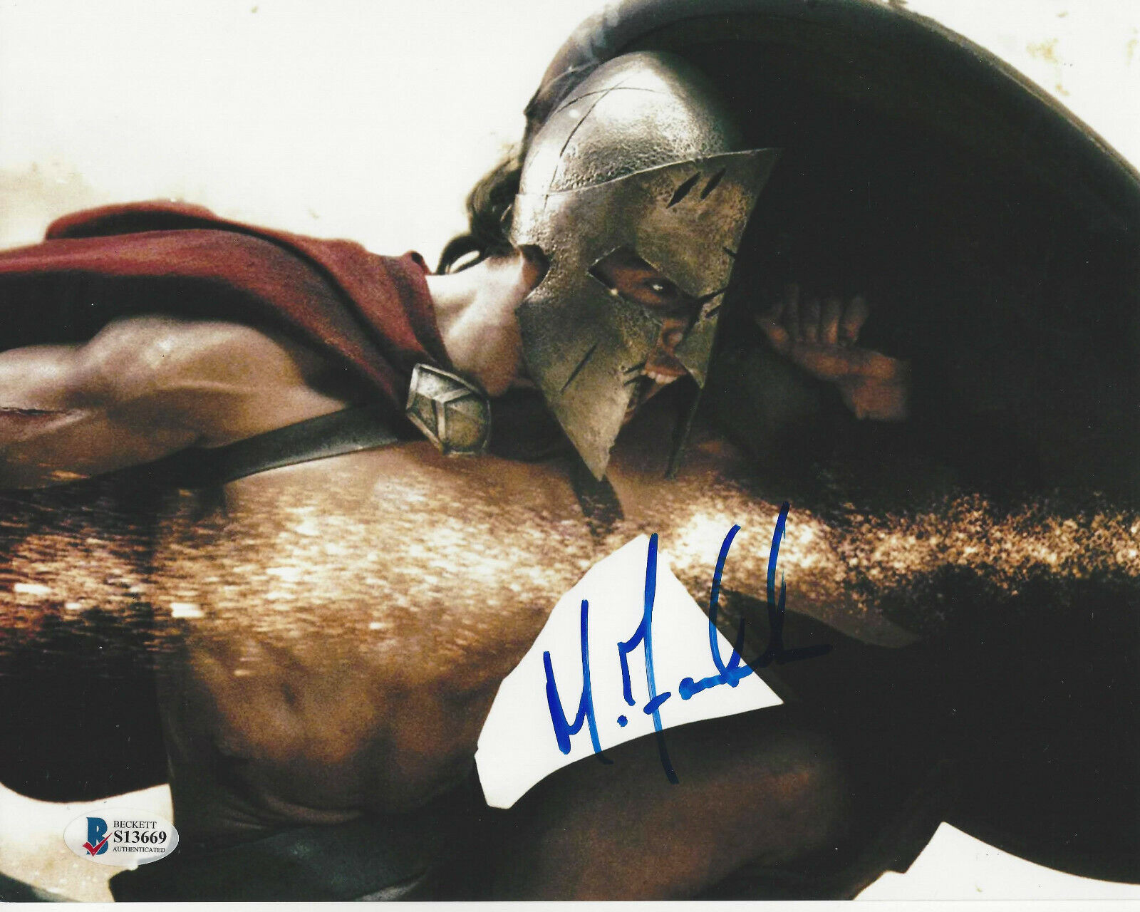 MICHAEL FASSBENDER HAND SIGNED '300' STELIOS 8x10 Photo Poster painting ACTOR BECKETT COA BAS