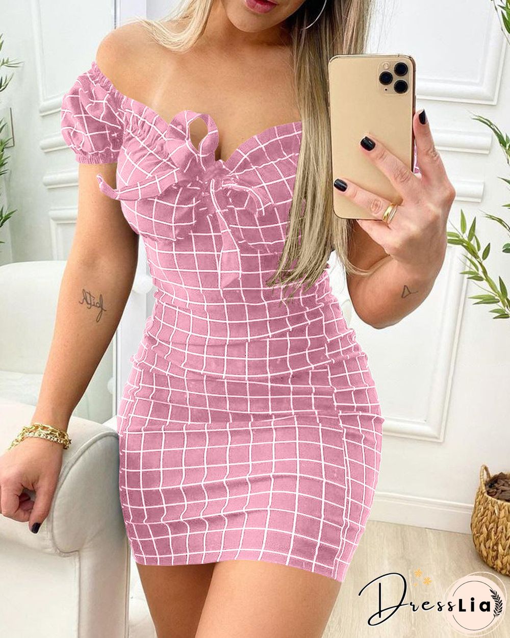 Off Shoulder Wrap Chest Bodycon Mini Dress