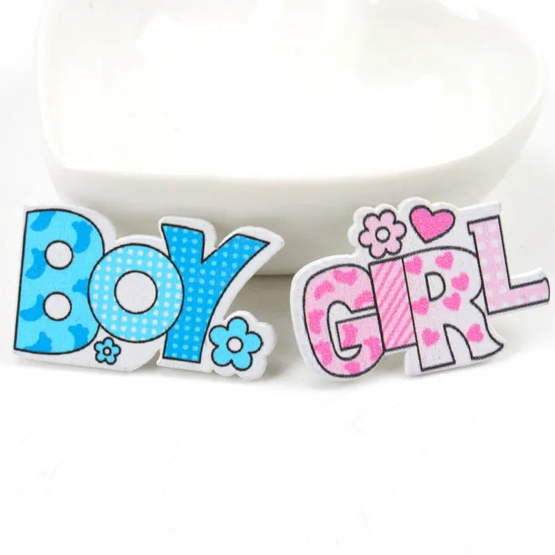 Blue/Pink Baby Series Pattern Scrapbooking Craft DIY Wood For Handmade Sewing Home Kids Birthdays Party Decorations 20pcs 35mm