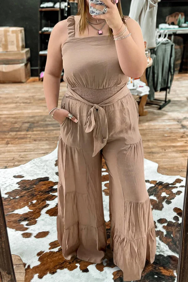 Casual Pleated Wide-Leg Overalls