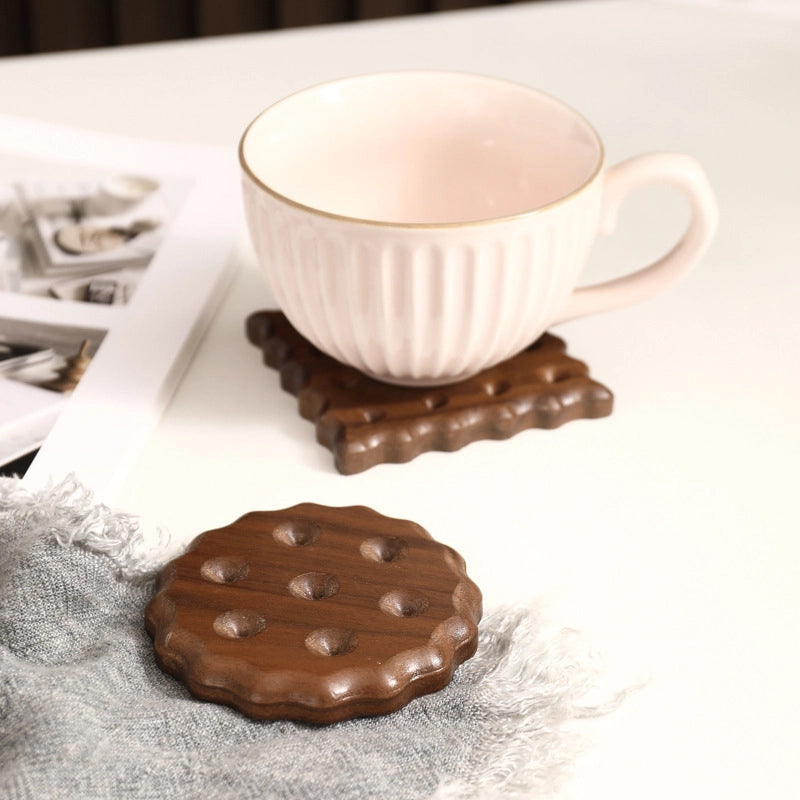 Japanese Style Cookie Coaster Beech Wood Black Walnut Wood Insulation Mat Placemat Coaster Cute Simple Pat Wind Insulation Mat