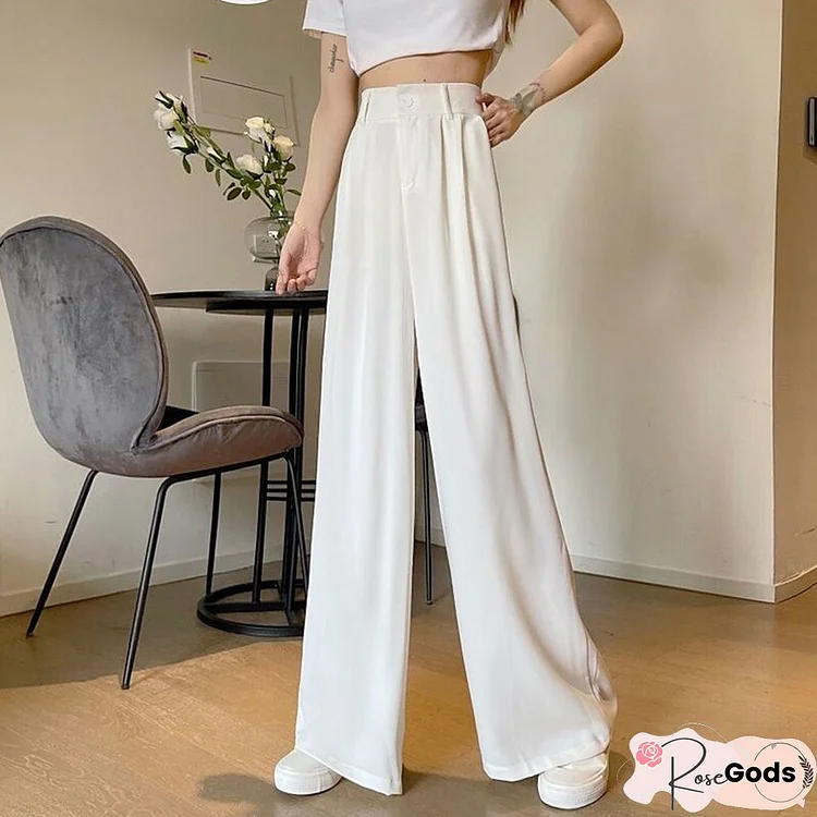 Fashion Oversize Office Lady Wide Leg Pants Summer Loose High Waist Women Korean Straight Trousers Casual Y2K Pants