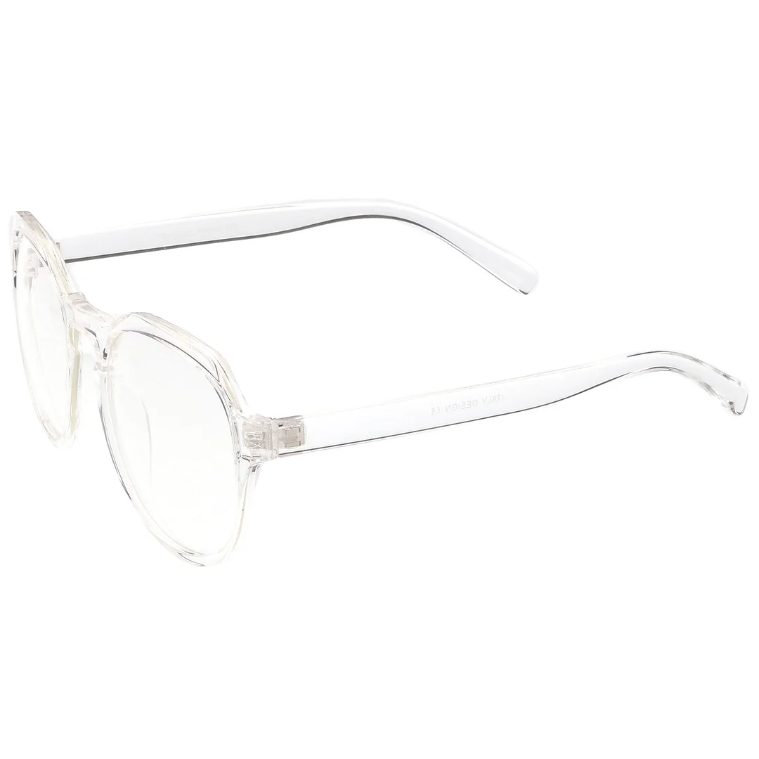 Modern Keyhole Nose Bridge Clear Lens Round Eyeglasses 55mm