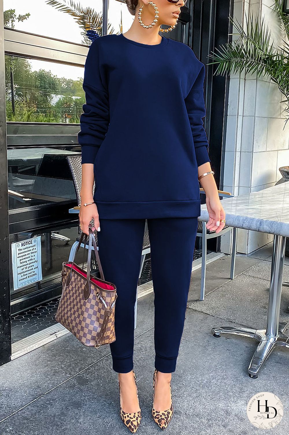 Yellow Work Daily Solid O Neck Long Sleeve Two Pieces