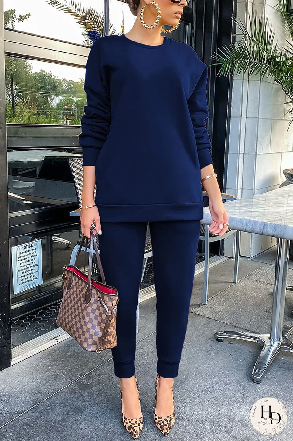 Yellow Work Daily Solid O Neck Long Sleeve Two Pieces