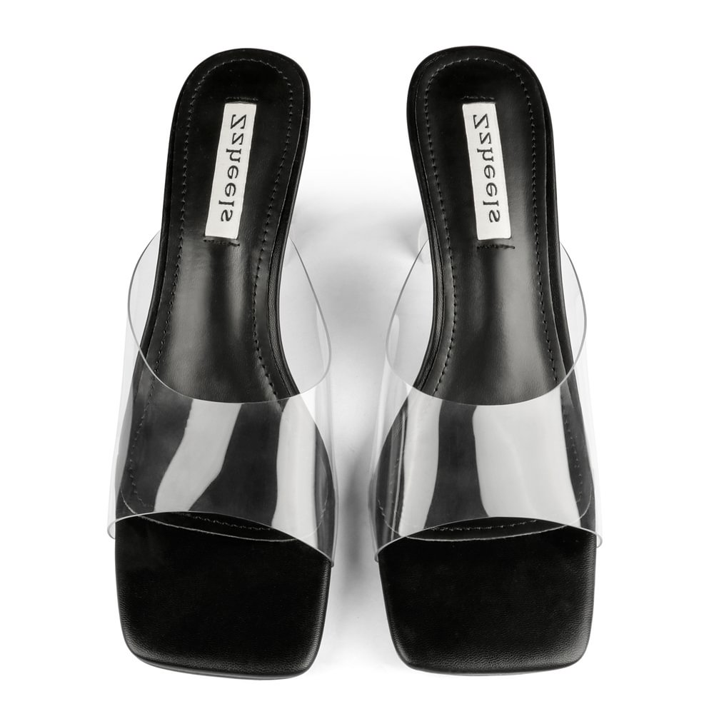 7cm/2.76''  Transparent Low Heeled Sandals Women's Slippers