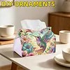 Diamond Art Painting Decorative Paper Napkin Dispenser Wear Resist Handmade Household Container Multifunction Rhinestone PU Tissue Holder Kit for Adults Home Office Gift (Color Hummingbird Floral)
