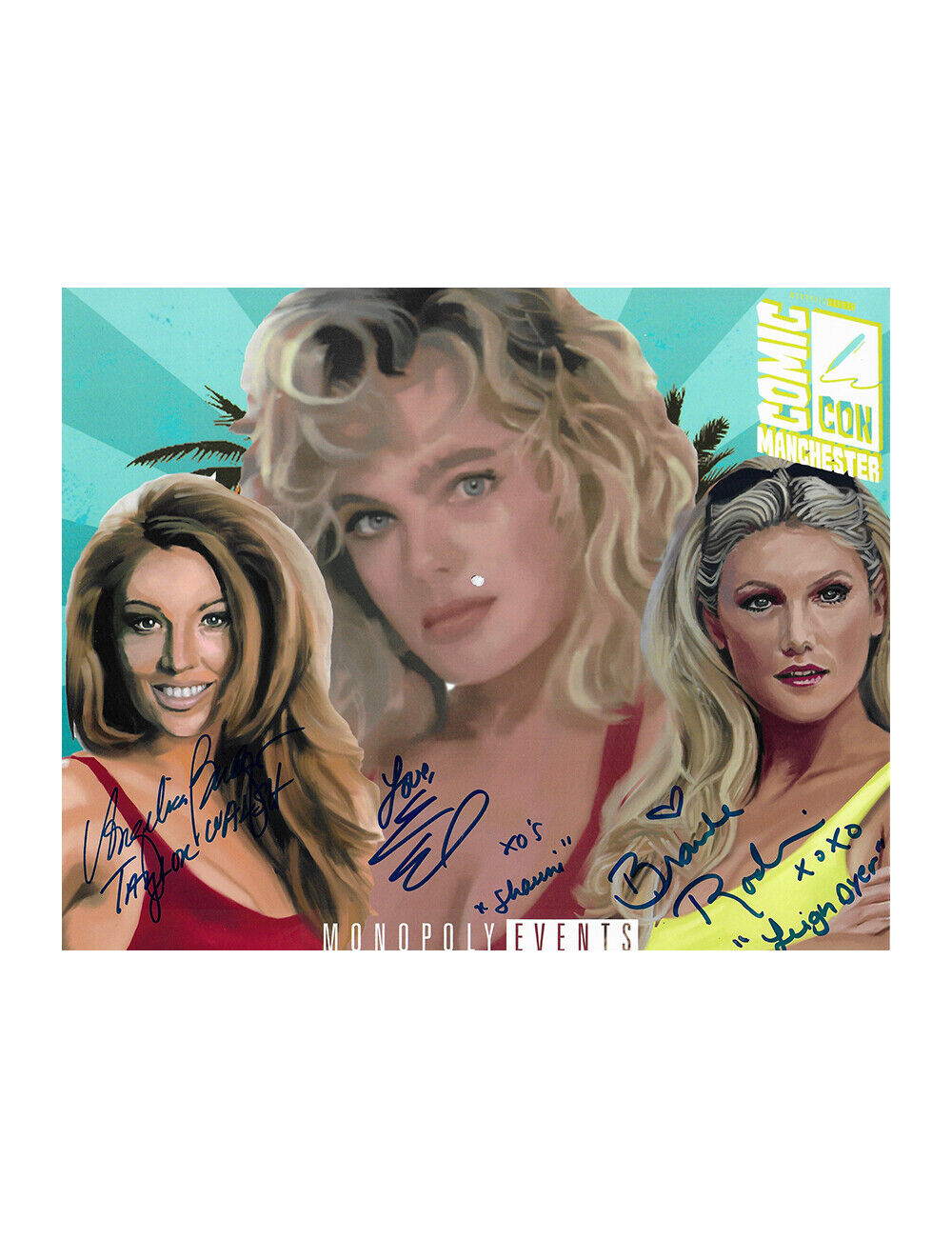 Baywatch Print Signed by Erika Eleniak, Brande Roderick & Angelica Bridges + COA