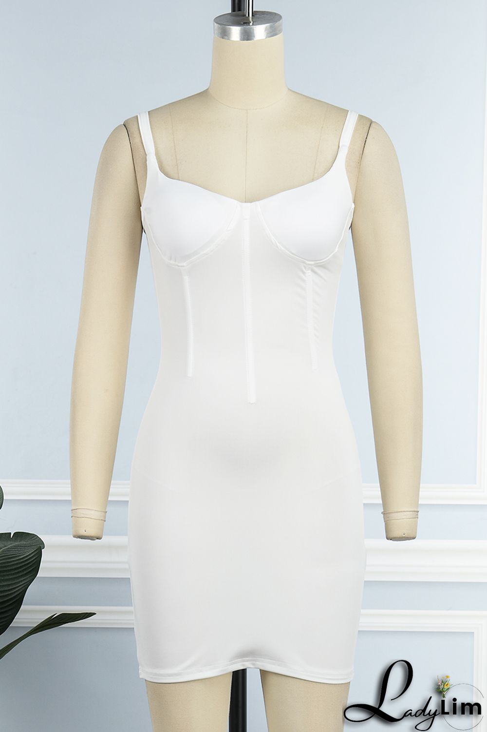White Sexy Casual Solid Backless Spaghetti Strap Sleeveless Dress Dresses