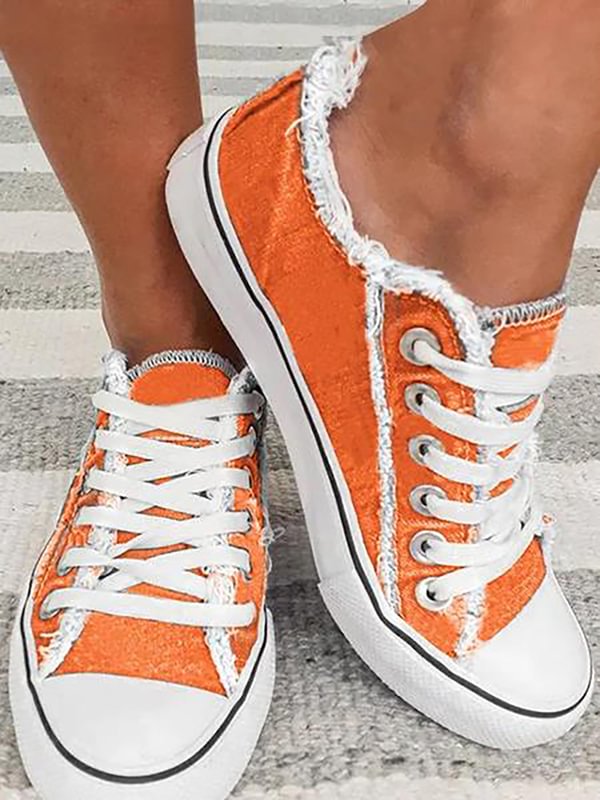 Women's Orange Colorblock Casual Pumps Flat Shoes