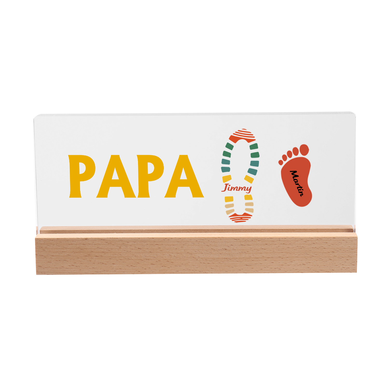 À mon Papa/Papi- Lampe de chevet LED Pieds Bébé 2 Prénoms Personnalisés avec Texte
