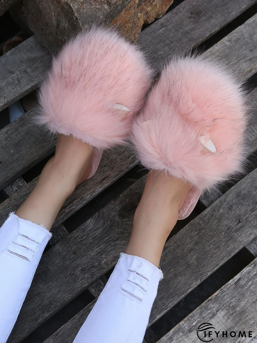 Cute Cat Ears Mohair Warm Fleece Indoor Slippers | IFYHOME