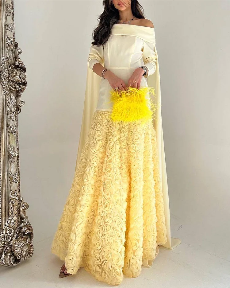 Women's Off-shoulder Yellow Dress