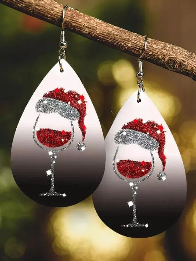 Christmas Wine Glass Earrings