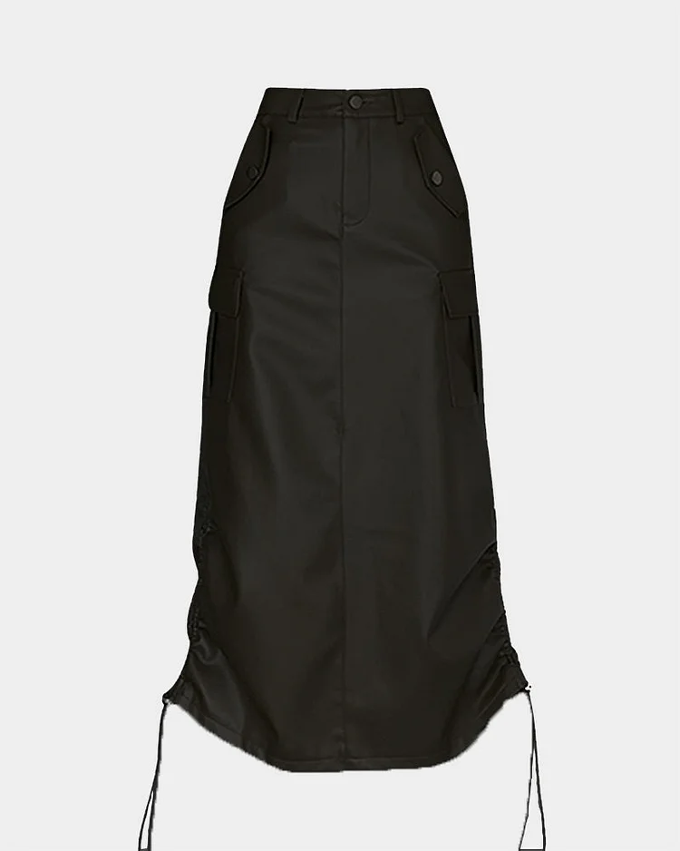 PU Leather Maxi Skirt