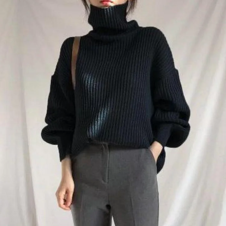 Lazy Padded Pullover Outer Knit Sweater
