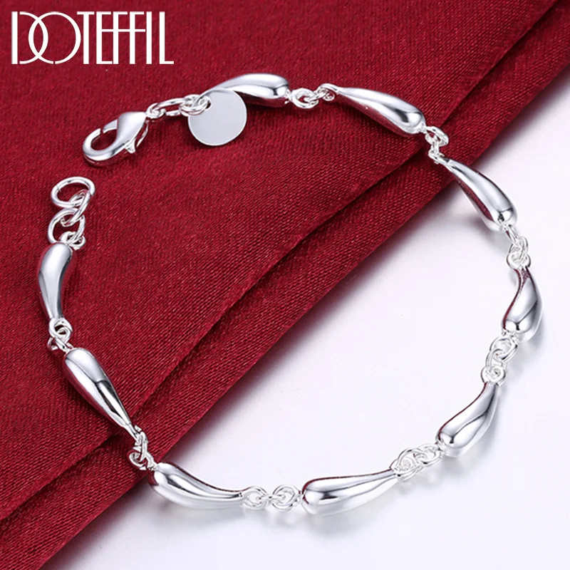 DOTEFFIL 925 Sterling Silver Raindrops/Water drops Chain Bracelet For Women Men Jewelry