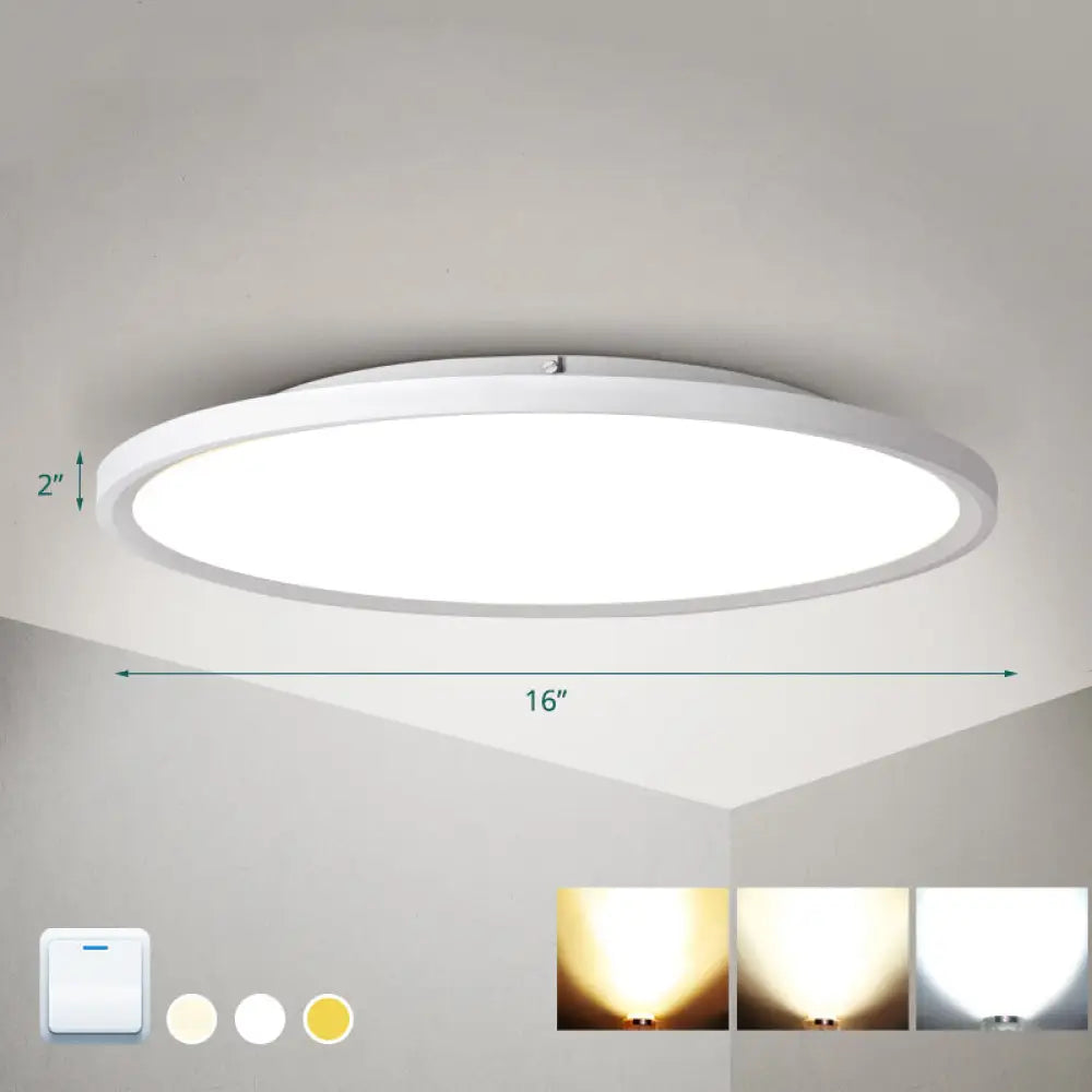 Nordic Acrylic Disk Led Flush Mount Ceiling Light For Living Room White / 16&rsquo;