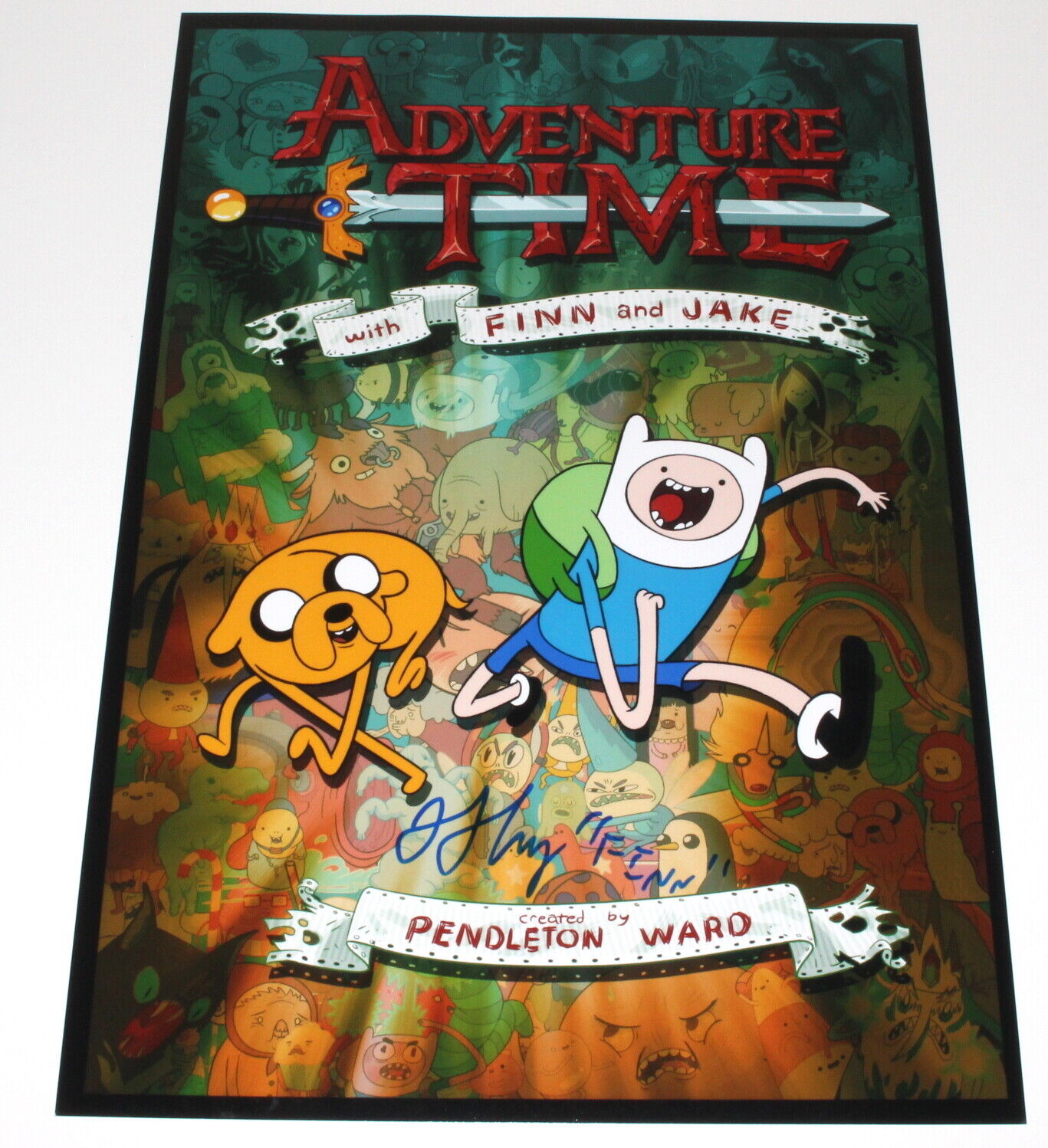 JEREMY SHADA SIGNED AUTHENTIC 'ADVENTURE TIME' FINN 12x18 Photo Poster painting w/COA CARTOON