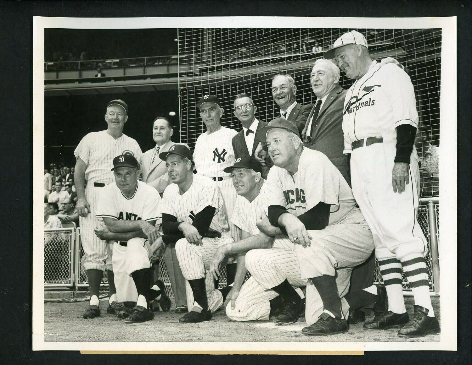 1959 Yankees Old Timers' Day Type 1 Press Photo Poster painting 11 HOFer DiMaggio Frisch Hornsby