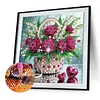 Rosenrote Korbblume speziell geformte 5D-DIY-Teilbohrer Diamanten Punkte, Edelsteinkunst-Kits f&uuml;r Erwachsene, Anf&auml;nger, Wohnraumdekoration, Diamanten,