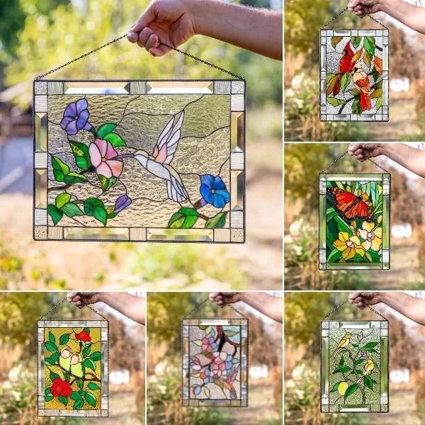 🔥LAST DAY 75% OFF 🎉Cardinal Stained Glass Window Panel🦜🦜