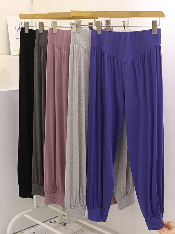 Minimalist Pure Color High-Waisted Modal Casual Harem Pants