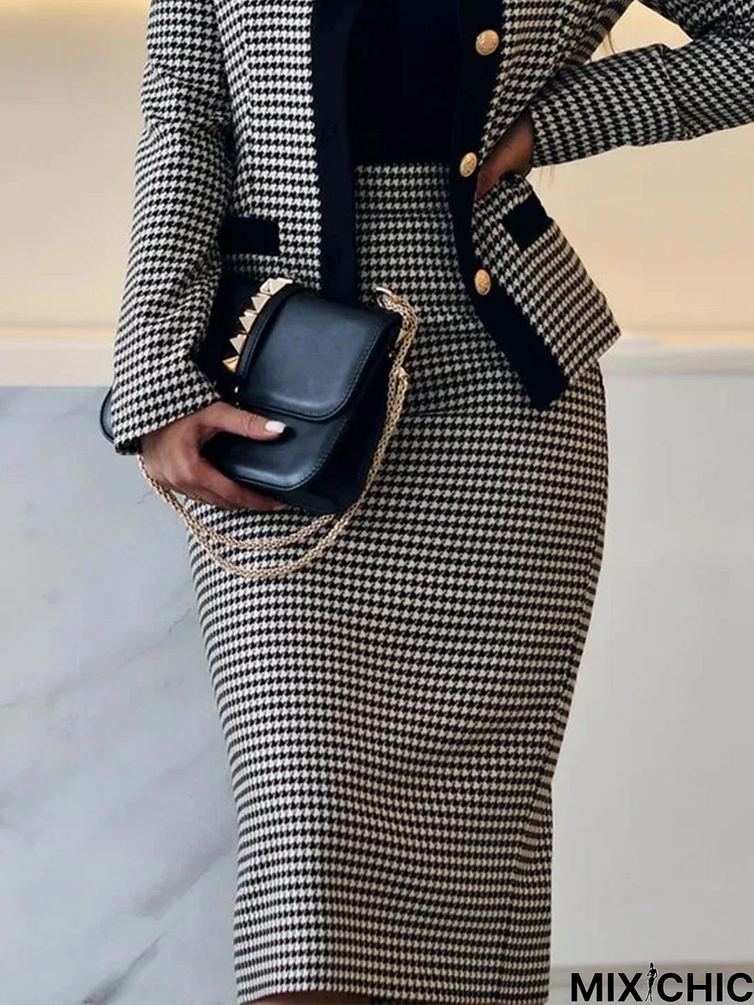 Regular Fit Urban Houndstooth Skirt