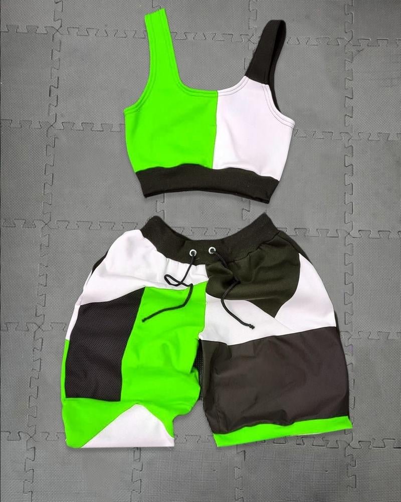 Women's Sporty Patchwork Printed Sets118