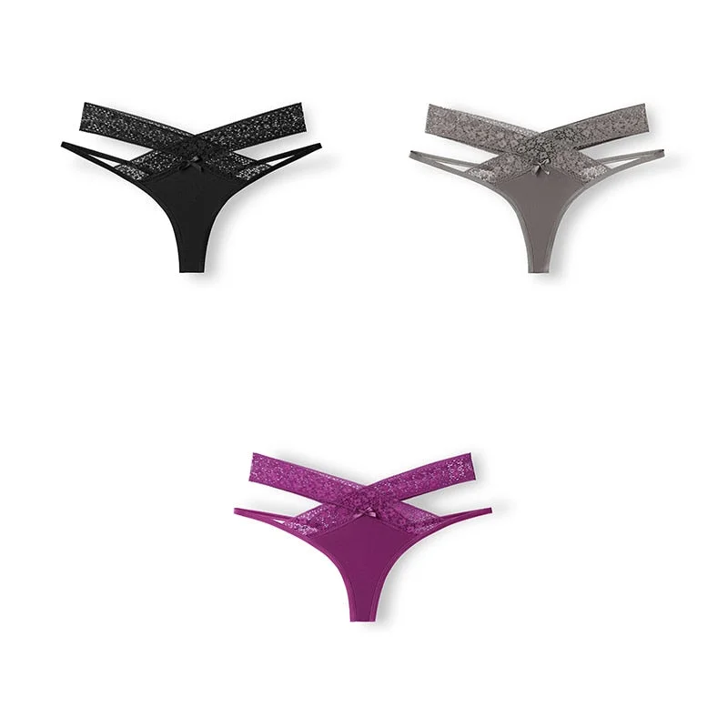 3pcs Sexy Underwear Women Panties For Woman Seamless Lace Thongs Female T-back G-string Underpants Ladies Intimates New BANNIROU