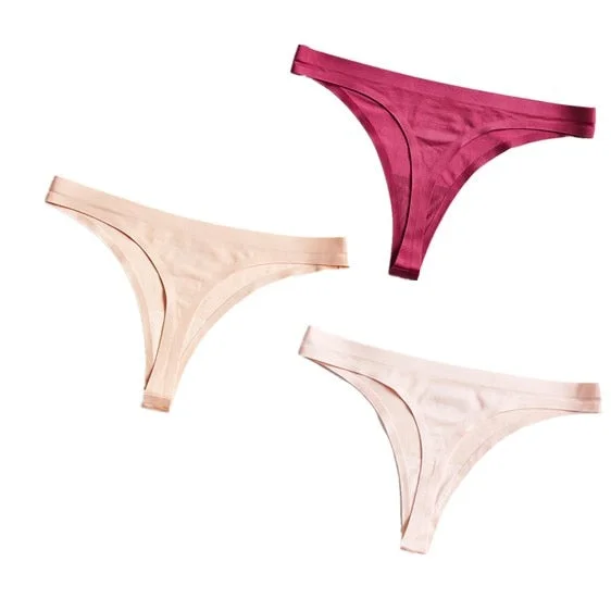 3pcs Seamless Thong Panties Sexy Briefs Solid Soft Thin Thongs Women Underwear Panties for Female Ladies Panty G String Lingerie