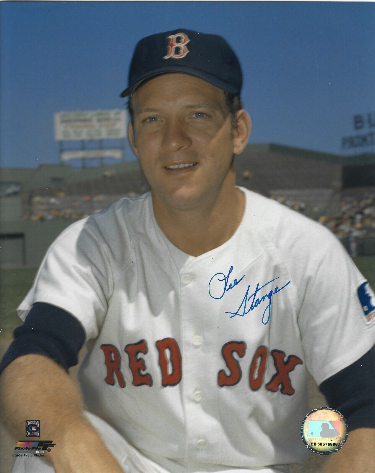 Signed 8x10 LEE STANGE Boston Red Sox 8X10 Autographed Photo Poster painting- COA