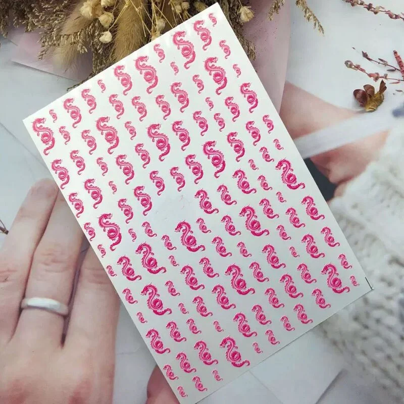 Nail Art Dragon Decals Stickers Red Black Dragons Design Self Adhesive 3D Nail Sticker Acrylic Manicure Tips Decorations-Nail Inspo