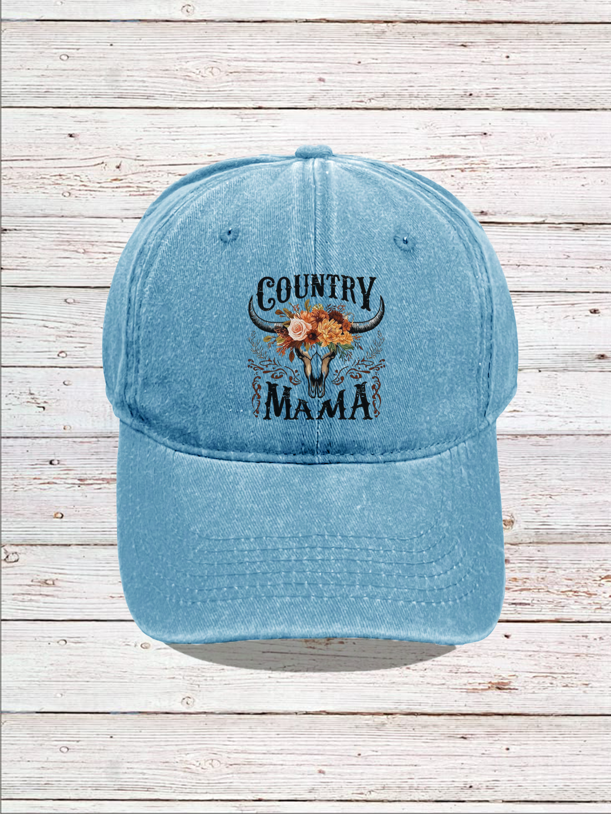 Western Style Retro Washed Distressed Letter Print Baseball Cap
