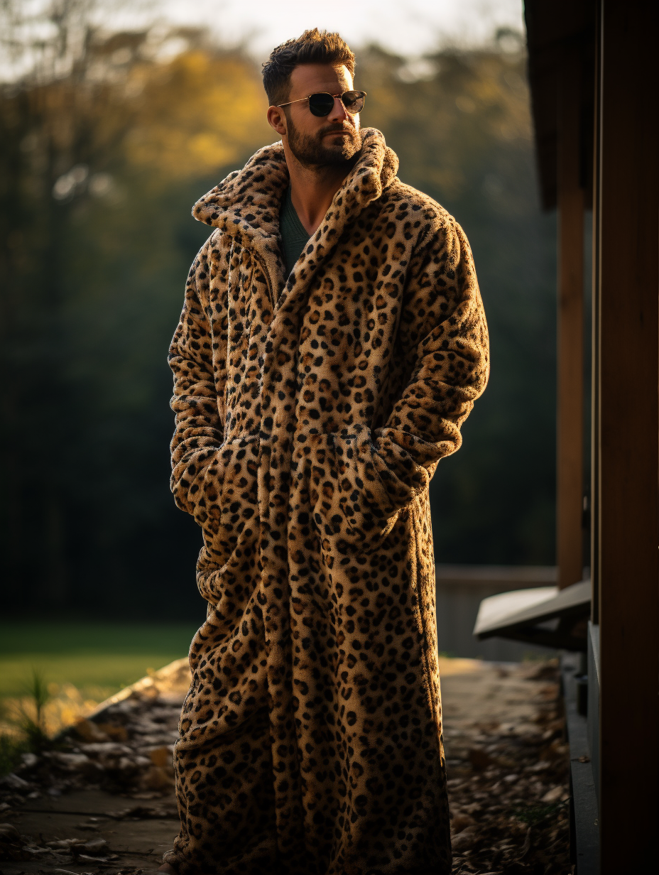 Leopard Classic Velvet Flano Sleep Coat