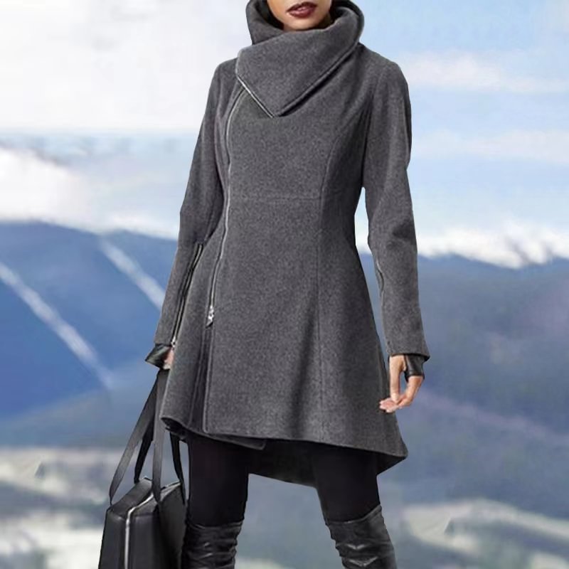 【FINAL SALE】Simple solid color asymmetric coat