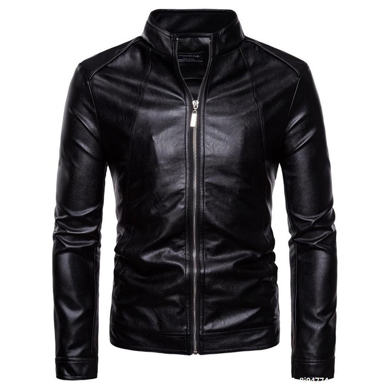 foreign Trade Stand-up Collar Sportsman Motorcycle Leather Washed Pu Leather Jacket Coat Men Leather Jacket Coat