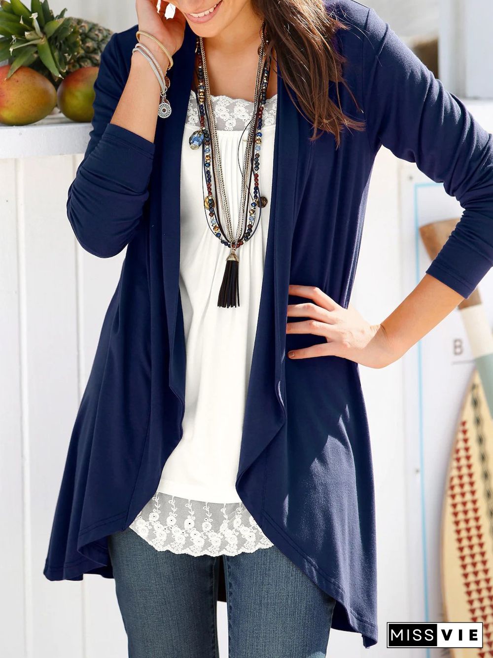 Plain Shawl Collar Casual Other Coat