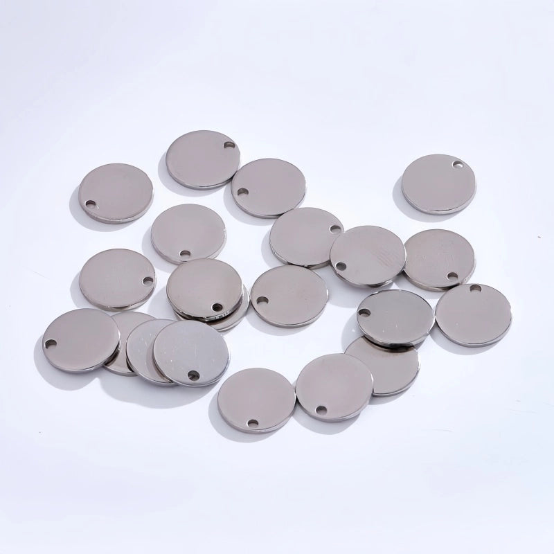 30pcs 7.5mm*13.5mm 1.2mm 304 Stainless Steel Gold Plated Round Machine Barrel Burnishing Pendant Jewelry Accessories