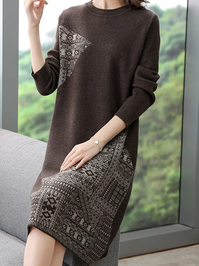 Knitted Plus Size Cozy Solid Midi Dress
