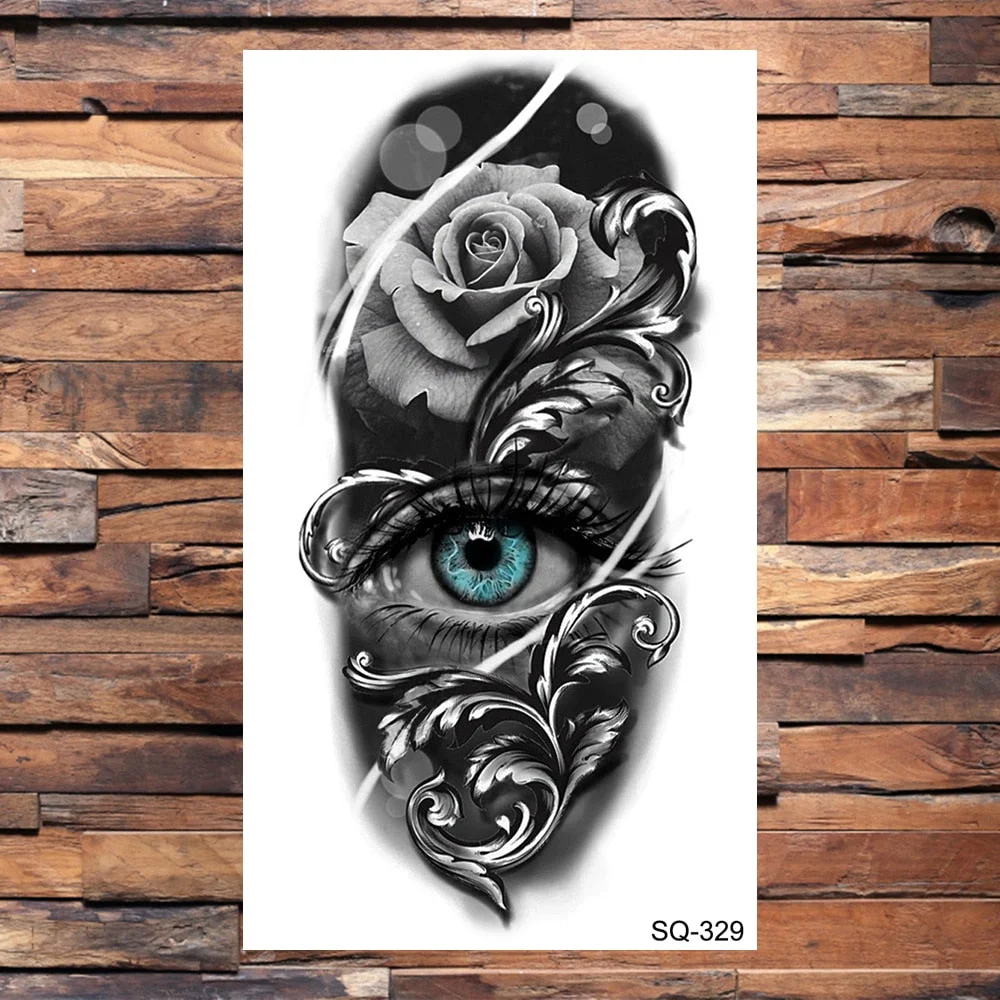 Skull Temporary Tattoos For Adults Men Realistic Tiger Lion Forest Praying Tatoos Vampire Snake Fake Tattoo Sticker Body Leg