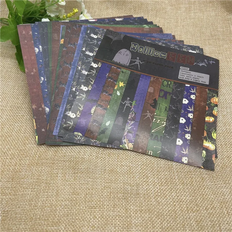 24 sheet 6 X6 Halloween pack the flower patterned paper Scrapbooking paper pack handmade craft paper craft Background pad
