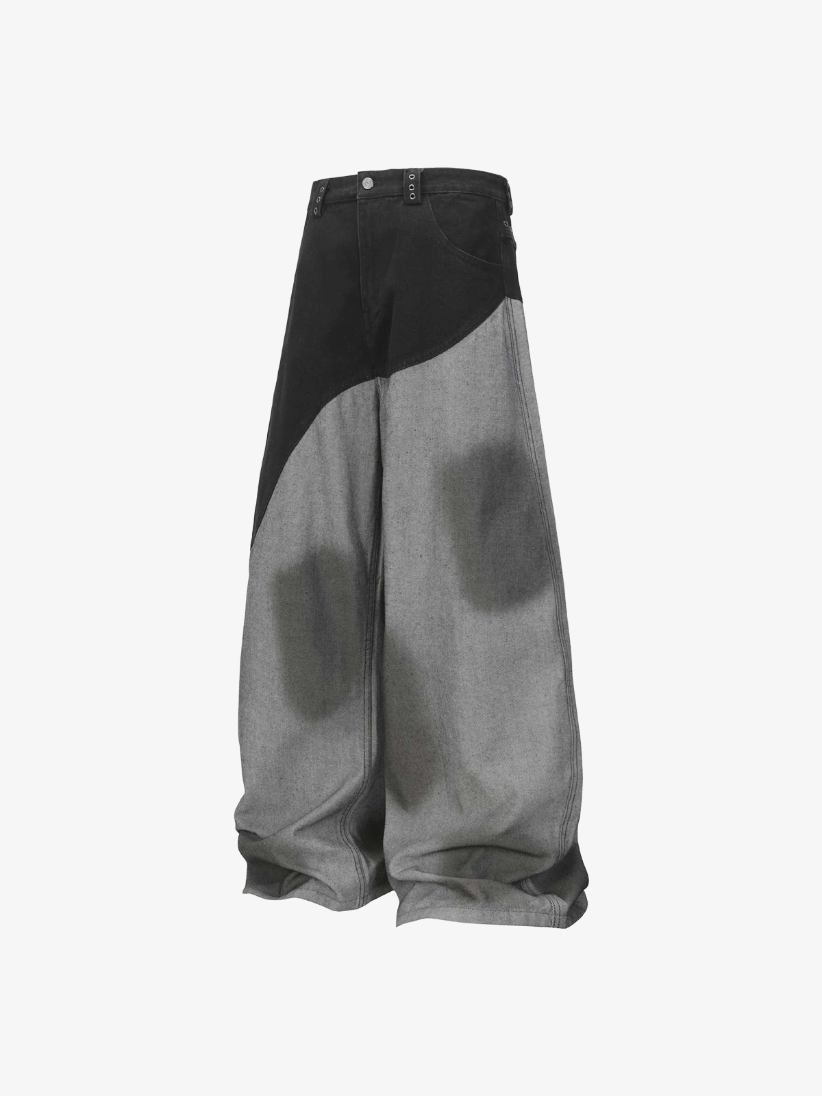 Black Act Chic Washed Dirty Effect Patchwork Baggy Jeans Front